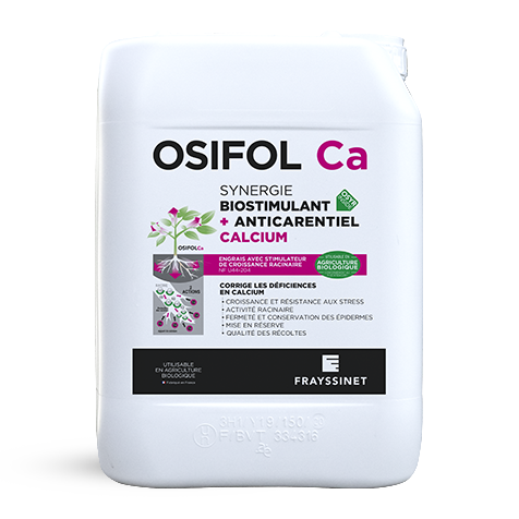 Bidon d'OSIFOL Ca, un biostimulant nutritionnel Calcium créé par Frayssinet