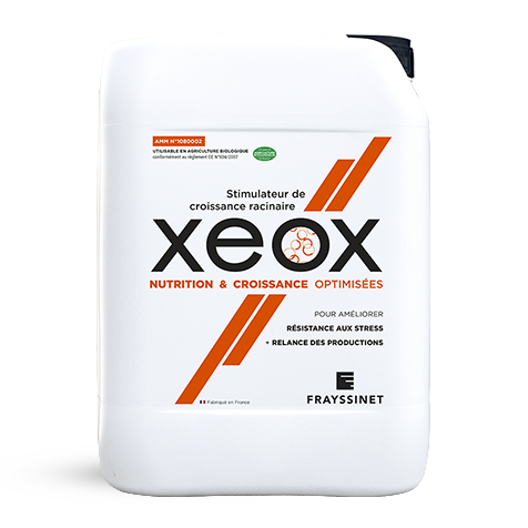 Un des stimulateurs de croissance racinaire proposé sous forme liquide par Frayssinet. Celui-ci est contenu dans un bidon, c'est le XEOX